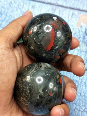 Jasper Bloodstone sphere/ball - Energy/Reiki/Crystal Healing - 2 inch diameter and 165 gms (0.36 lb) - ONE PIECE ONLY