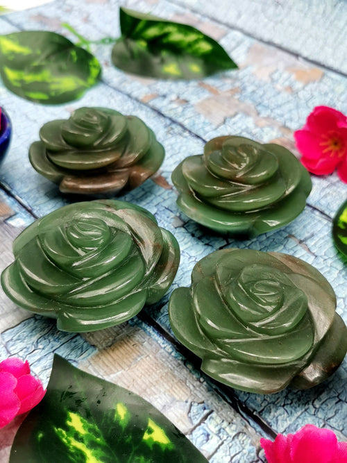Green Aventurine hand made rose carvings - crystal/gemstone/reiki/chakra/healing - ONE PIECE ONLY - 2.5 inch and 145 gms (0.32 lb)
