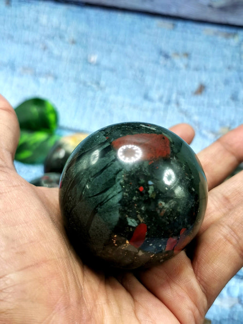 Bloodstone Jasper stone sphere/ball - Energy/Reiki/Crystal Healing - 2 inch diameter and 230 gms (0.51 lb) -ONE PIECE ONLY