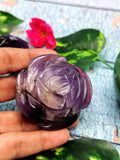 Amethyst crystal hand made rose flower carvings - crystal/gemstone/reiki/chakra - ONE PIECE ONLY - 2.25 inch and 125 gms (0.28 lb)