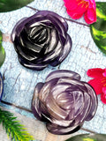 Amethyst crystal hand made rose flower carvings - crystal/gemstone/reiki/chakra - ONE PIECE ONLY - 2.25 inch and 125 gms (0.28 lb)
