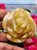Crystal Yellow Aragonite rose flower carvings - crystal/gemstone/reiki/chakra - ONE PIECE ONLY - 2.6 inch and 150 gms (0.33 lb)