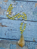 Mala in dyed citrine, clear quartz and rough citrine necklace | gemstone/crystal jewelry | Mother's Day/Birthday/Valentine's Day gift