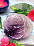 Amazing Amethyst hand carved rose flower carvings - crystal/gemstone/reiki/chakra - ONE PIECE ONLY - 3 inch and 210 gms (0.46 lb)