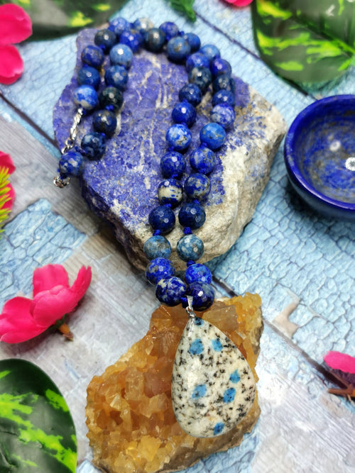 Mala in lapis lazuli and K2 jasper necklace | gemstone/crystal jewelry | Mother's Day/Birthday/Anniversary/Valentine's Day gift