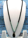 Unique mala in amazonite and silver obsidian 108 bead with labradorite peacock pendant |gemstone/crystal jewelry/necklace |Mother's Day/Birthday gift