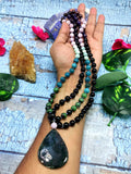 Exquisite multi-stone 108 bead necklace / mala with moss agate pendant | gemstone/crystal jewelry | Mother's Day/Anniversary/Engagement/Birthday gift