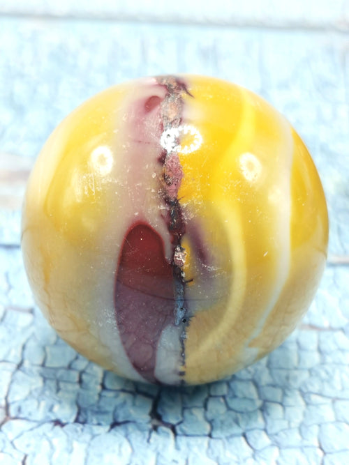 Yellow / Purple Mookaite Jasper stone sphere/ball - Energy/Reiki/Crystal Healing - 2 inches diameter and 130 gms (0.29 lb) - ONE PIECE ONLY