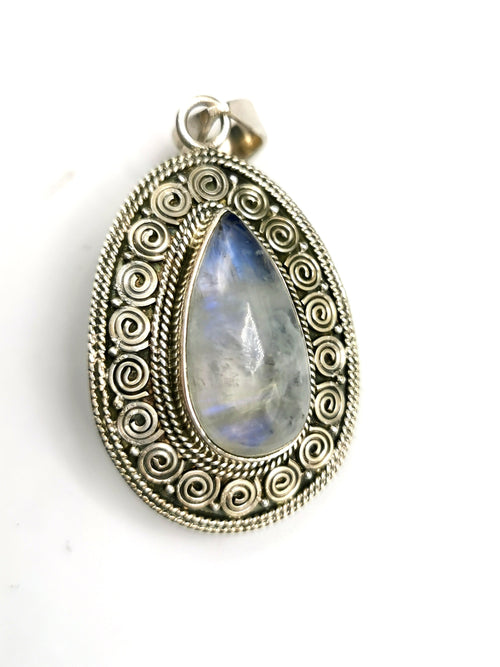Rainbow moonstone designer pendant in 925 sterling silver - gemstone/crystal gift |Mother's Day/engagement/wedding/anniversary/birthday gift