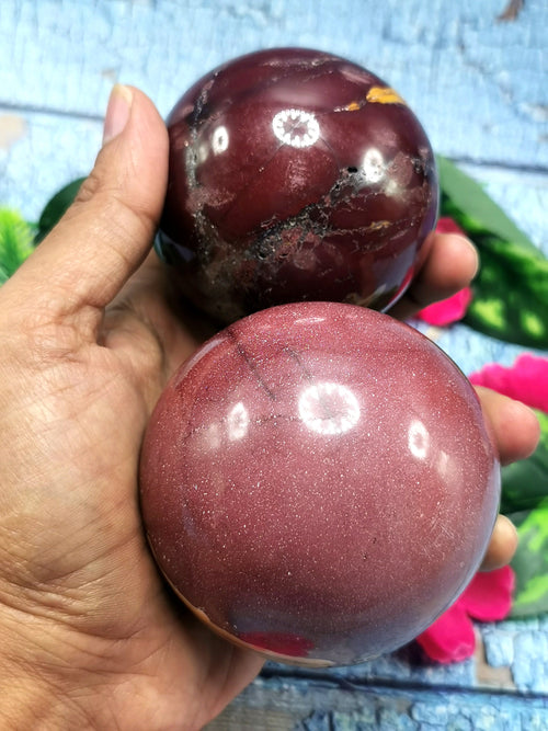 Gemstone Mookaite Jasper stone sphere/ball - Energy/Reiki/Crystal Healing - 3 inch diameter and 435 gms (0.96 lb) - ONE PIECE ONLY