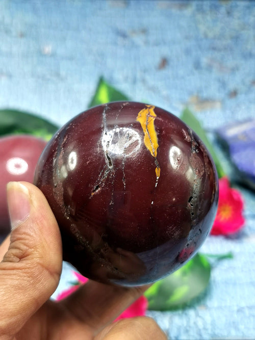Gemstone Mookaite Jasper stone sphere/ball - Energy/Reiki/Crystal Healing - 3 inch diameter and 435 gms (0.96 lb) - ONE PIECE ONLY