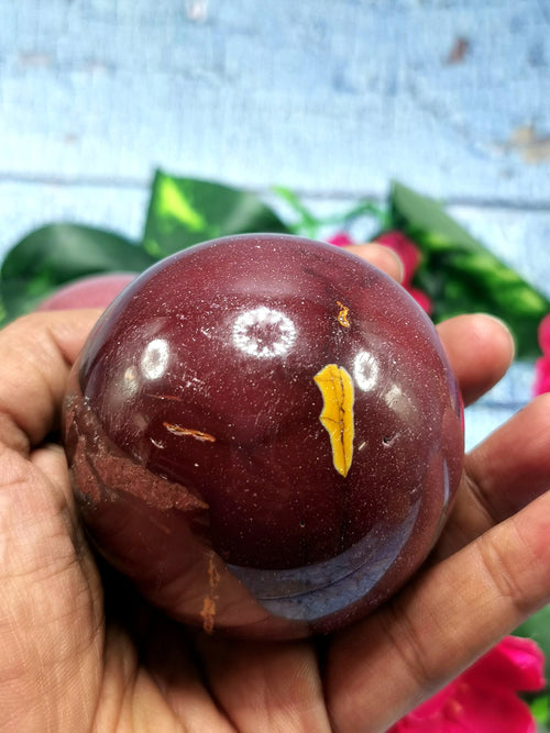 Natural Mookaite Jasper stone sphere/ball - Energy/Reiki/Crystal Healing - 3 inch diameter and 275 gms (0.61 lb) - ONE PIECE ONLY