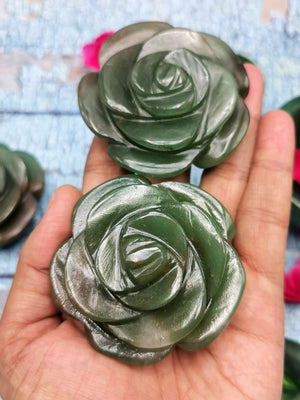 Green Aventurine hand made rose carvings - crystal/gemstone/reiki/chakra/healing - ONE PIECE ONLY - 2.5 inch and 145 gms (0.32 lb)