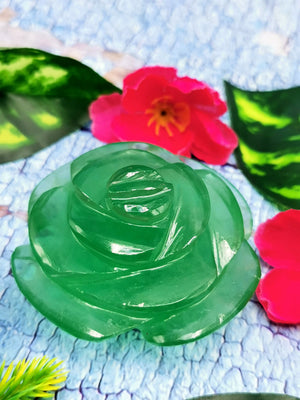 Green Fluorite rose flower carvings - crystal/gemstone/reiki/chakra/healing - ONE PIECE ONLY - 2.5 inch and 150 gms (0.33 lb)