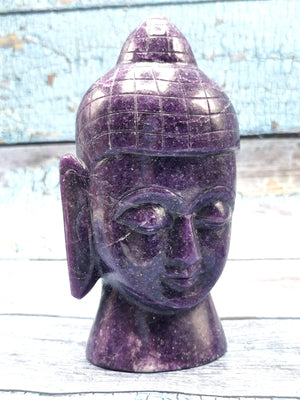 Lepidolite Buddha head - 6 inches , 1.15 kg - Home decor / Crystal Healing