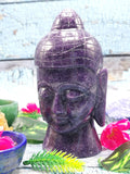 Lepidolite Buddha head - 6 inches , 1.15 kg - Home decor / Crystal Healing