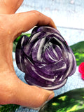 Amethyst rose flower carvings - crystal/gemstone/reiki/chakra - ONE PIECE ONLY - 3 inch and 250 gms (0.55 lb)