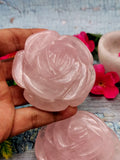 Rose flower in Rose Quartz hand carved - crystal/gemstone/reiki/chakra/healing - ONE PIECE ONLY - 3 inches and 215 gms (0.47 lb)