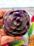 Amethyst gemstone hand carved rose flower carvings - crystal/gemstone/reiki/chakra - ONE PIECE ONLY - 2.8 inch and 180 gms (0.40 lb)