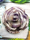 Amethyst gemstone hand carved rose flower carvings - crystal/gemstone/reiki/chakra - ONE PIECE ONLY - 2.8 inch and 180 gms (0.40 lb)