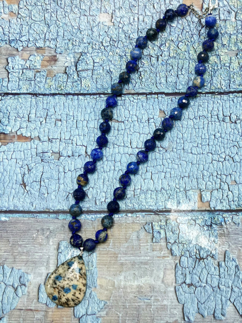 Mala in lapis lazuli and K2 jasper necklace | gemstone/crystal jewelry | Mother's Day/Birthday/Anniversary/Valentine's Day gift