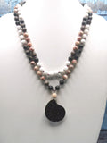 Multiple gemstone beads necklace with ammonite pendant