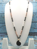 Multiple gemstone beads necklace with ammonite pendant