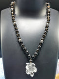 Unique smokey quartz mala / necklace with clear quartz snake pendant |gemstone/crystal jewelry| Mother's Day/Birthday/Valentine's Day gift