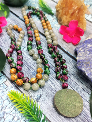 108 bead multi-stone necklace with druzy pendant | gemstone/crystal jewelry | Mother's Day/Anniversary/Engagement/Birthday gift