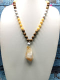 Unique picture jasper, calcite and howlite necklace with citrine pendant | gemstone/crystal jewelry | Mother's Day/Birthday/Valentine's gift