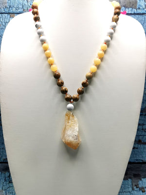 Unique picture jasper, calcite and howlite necklace with citrine pendant | gemstone/crystal jewelry | Mother's Day/Birthday/Valentine's gift