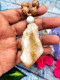 Unique picture jasper, calcite and howlite necklace with citrine pendant | gemstone/crystal jewelry | Mother's Day/Birthday/Valentine's gift