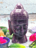 Lepidolite Buddha head - 6 inches , 1.15 kg - Home decor / Crystal Healing