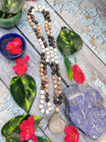 Multiple gemstone beads necklace with ammonite pendant