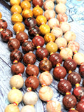 Ammonite pendant 108 bead gemstone necklace with multiple natural stones