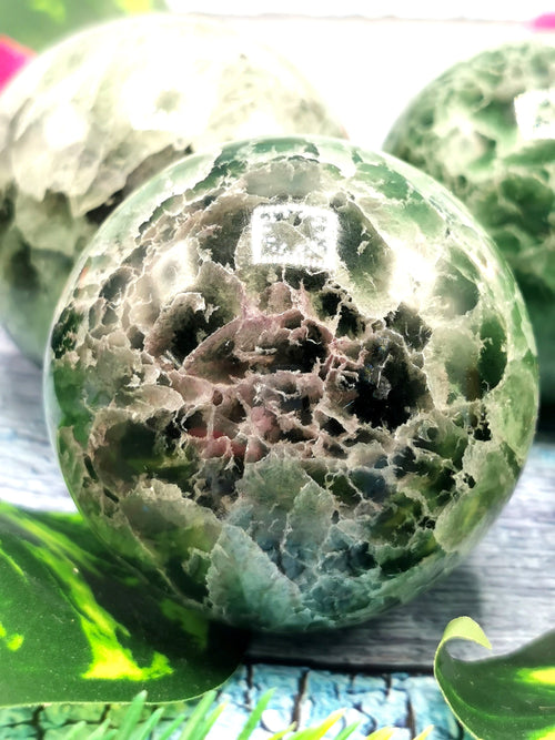 Green fluorite stone spheres - Energy/Reiki/Crystal - 2 inches (5 cms) diameter and 190 gms (0.42 lb) - ONE PIECE ONLY