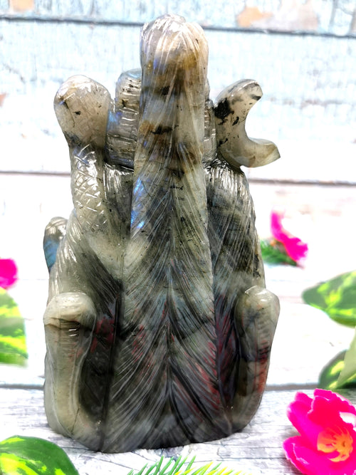 Carving of Lord Shiva made with Labradorite stone - Lord Shivshankar in crystals and gemstones | Reiki/Chakra/Healing/Energy - 6 inches and 1.16 kgs