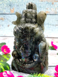 Carving of Lord Shiva made with Labradorite stone - Lord Shivshankar in crystals and gemstones | Reiki/Chakra/Healing/Energy - 6 inches and 1.16 kgs