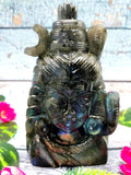 Carving of Lord Shiva made with Labradorite stone - Lord Shivshankar in crystals and gemstones | Reiki/Chakra/Healing/Energy - 6 inches and 1.16 kgs