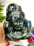 Labradorite Carving of Lord Shiva Handmade 5 inches and 1.04 kgs