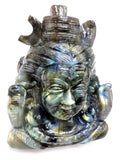 Gemstone Labradorite Shiva carving  - Lord Shivshankar in crystals and gemstones | Reiki/Chakra/Healing/Energy - 6 inches and 1.85 kgs