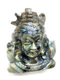 Gemstone Labradorite Shiva carving  - Lord Shivshankar in crystals and gemstones | Reiki/Chakra/Healing/Energy - 6 inches and 1.85 kgs