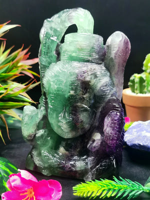 Shiva Handmade in multicolor fluorite carving - Lord Shivshankar in crystals and gemstones |Reiki/Chakra/Healing/Energy -6.5 in and 1.85 kgs