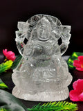 Lakshmi handmade carving in clear quartz - 4.5 inches and 695 gms (1.53 lb) - Gemstone/crystal carvings for home decor