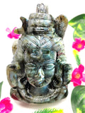 Handmade Shiva Carving in Labradorite Gemstone - Lord Shivshankar in crystals and gemstones | Reiki/Chakra/Healing/Energy - 6 inches and 1.55 kgs