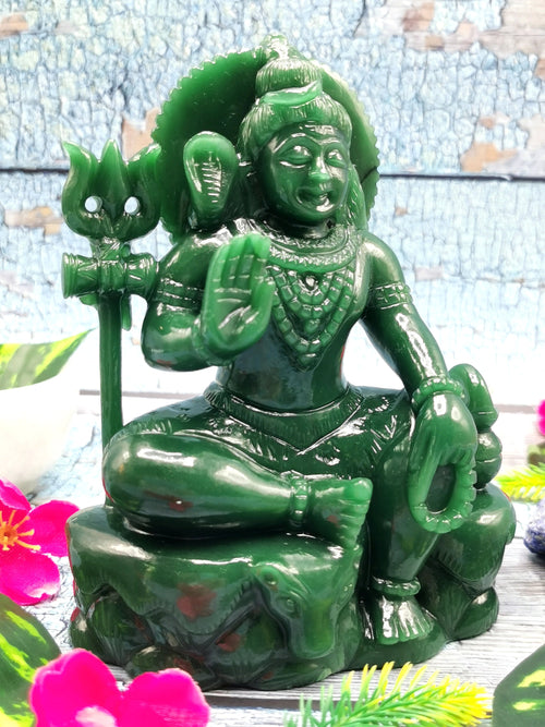 Lord Shiva Handmade carving in Green Aventurine - crystals and gemstones |Reiki/Chakra/Healing/Energy - 6 inch and 1.25 kgs