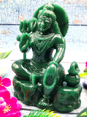 Lord Shiva Handmade carving in Green Aventurine - crystals and gemstones |Reiki/Chakra/Healing/Energy - 6 inch and 1.25 kgs