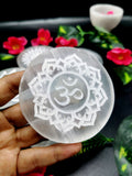 Coasters made with Selenite - set of 5 - home decor carvings in gemstones and crystals - 3 inches and total weight 430 gms (0.95 lb)