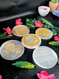 Selenite coaster set of 5 - home decor carvings in gemstones and crystals - 3 inches and total weight 440 gms (0.97 lb)
