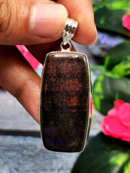 Beautiful Black Matrix Opal Pendant in 925 Sterling Silver - crystal/gemstone jewelry | Mother's Day/birthday/engagement/anniversary gift